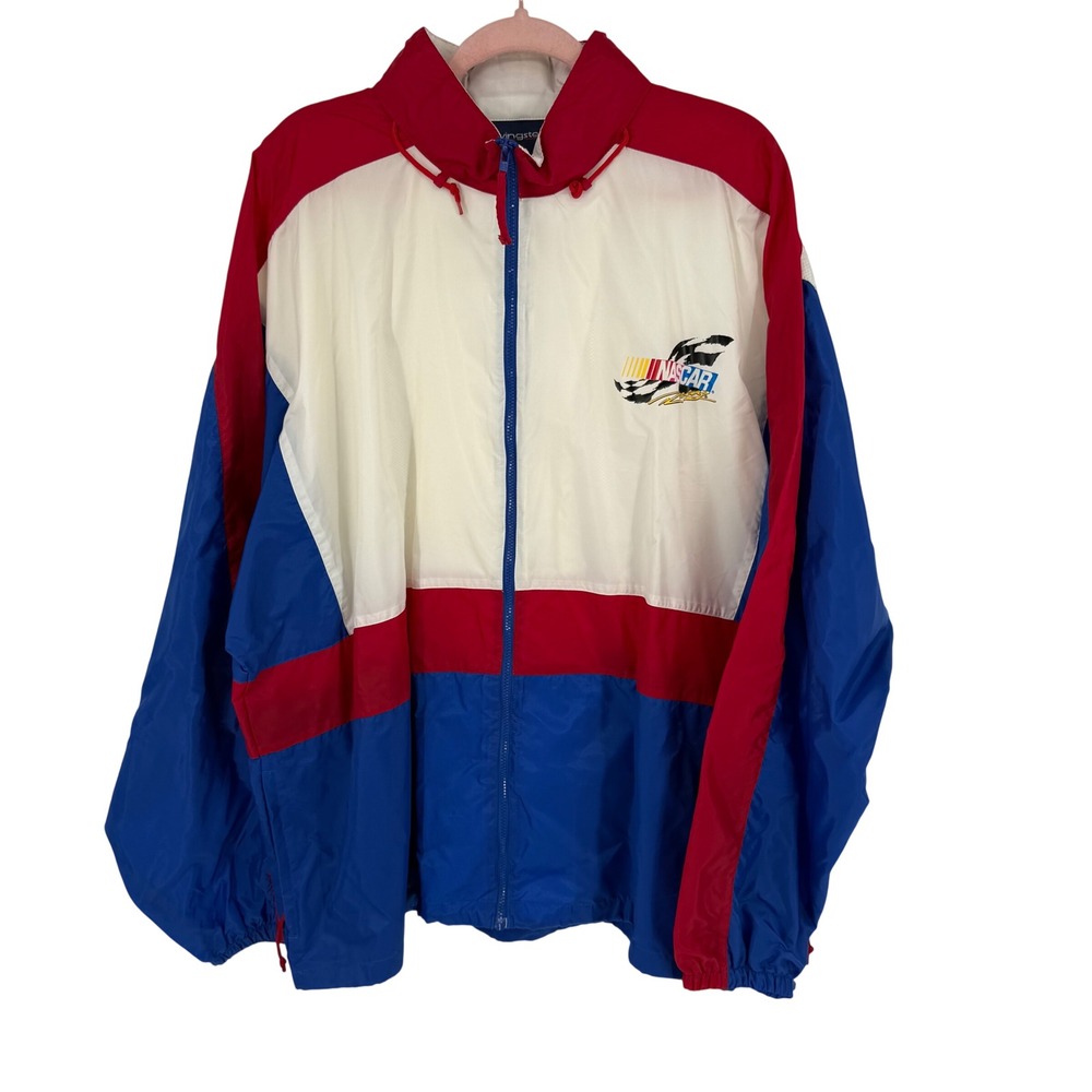 Swingster NASCAR Windbreaker Jacket Mens XL/XXL Blue Red White Good‎ Vintage 90s
